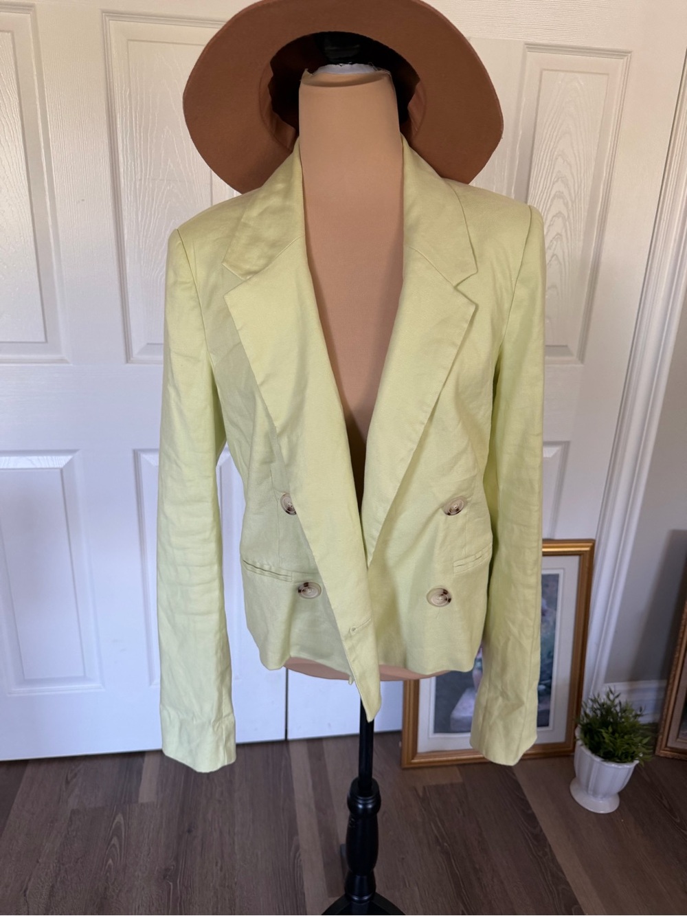 Maeve Light green Yellow Blazer cropped